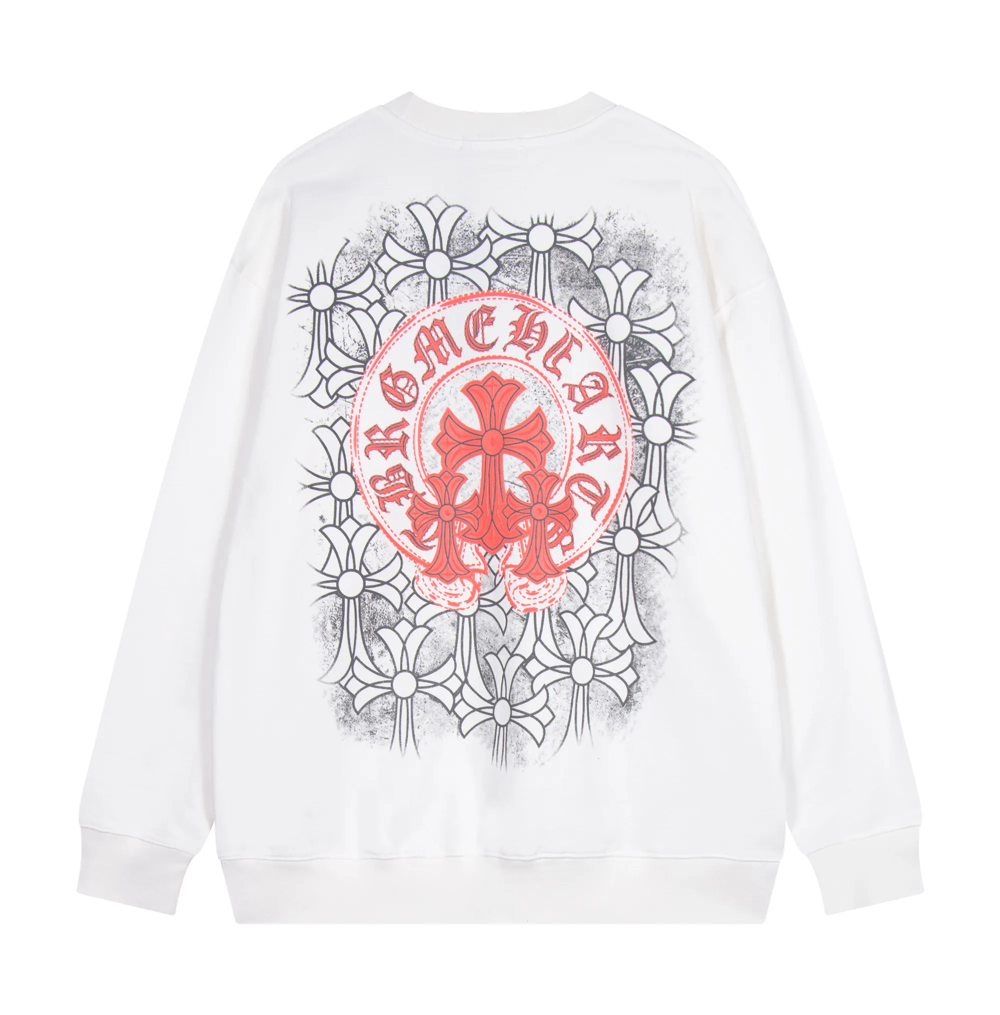 P250 Chrome Hearts Chrome Hearts Sanskrit Cross Round Neck Sweatshirt Size: SMLXL Color: Black White